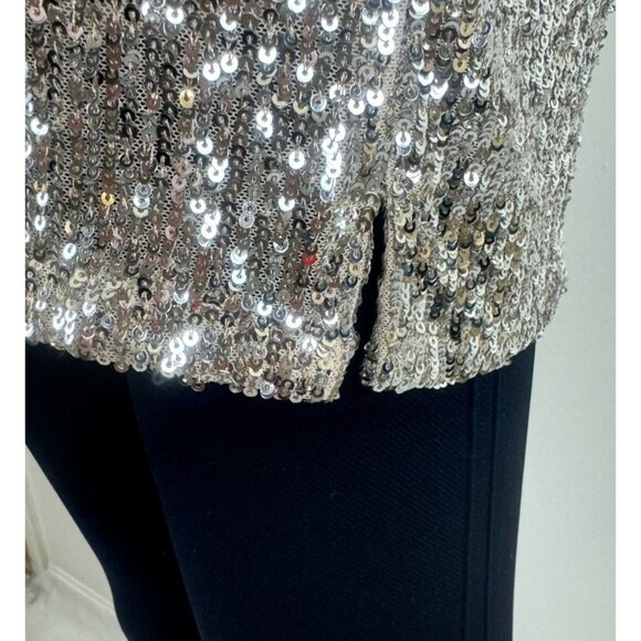 Cable & Guage Sequins Scoop Neck Short Sleeve Top Blouse Size Large - Picture 8 of 13